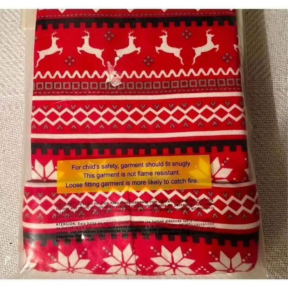 NWT WonderKids 3 Piece Tight Fit PJ Set Warm & Cozy Reindeer/Red Fair Isle 3T